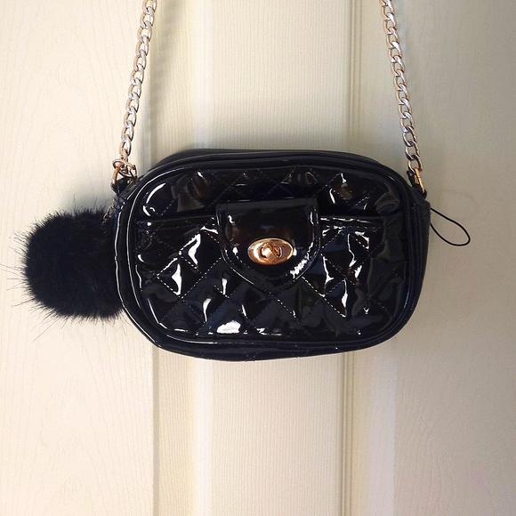 Black Purse with Pom Pom - Picture 1 of 3